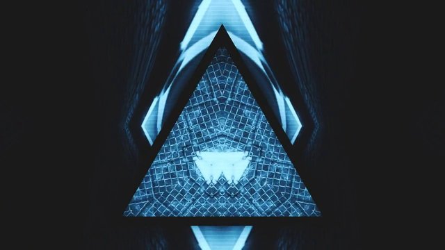 Video Reference: abstract, geometric, triangle, digital, blue, futuristic, pattern, symmetry, glow, dark background, tech, design