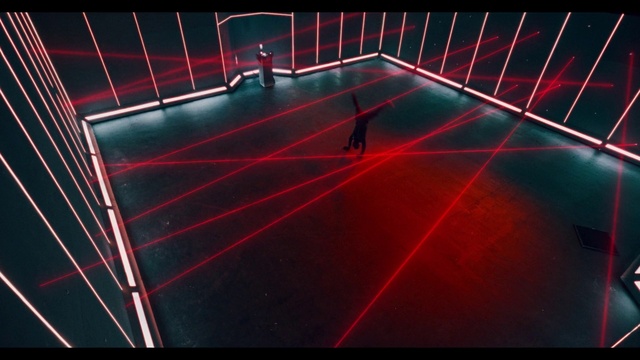 Video Reference: Flooring, Floor, Rectangle, Field house, Magenta, Symmetry, Space, Electric blue, Net, Pattern