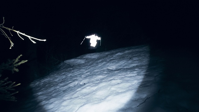 Video Reference: Flash photography, Automotive lighting, Slope, Geological phenomenon, Cave, Midnight, Darkness, Space, Electric blue, Glacier cave