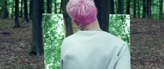 Video Reference: Hairstyle, Textile, People in nature, Tree, T-shirt, Wig, Grass, Magenta, Bangs, Red hair