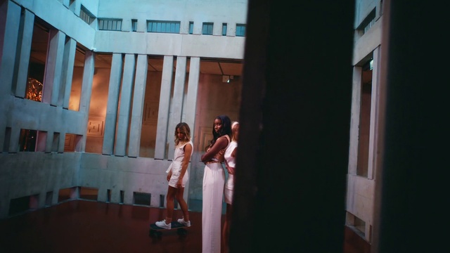 Video Reference: Window, Event, Leisure, Formal wear, Facade, Fun, Flooring, Room, Cocktail dress, Magenta