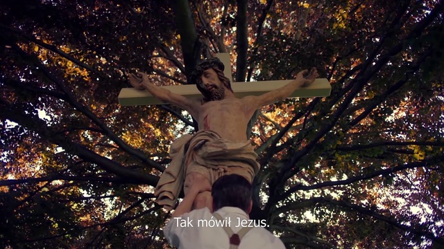 Video Reference: World, People in nature, Sculpture, Statue, Trunk, Gesture, Cross, Tree, Religious item, Crucifix