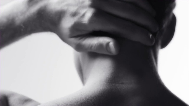 Video Reference: Eyelash, Jaw, Neck, Gesture, Black-and-white, Finger, Chest, Trunk, Flash photography, Elbow