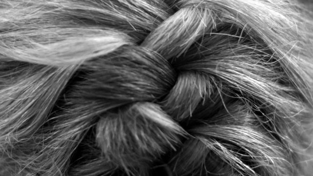 Video Reference: braid, hair, close-up, monochrome, texture, pattern, abstract, woven, hair style, detail