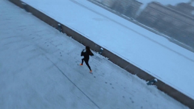 Video Reference: Snow, Slope, Asphalt, Road surface, Freezing, Recreation, Landscape, Winter, Road, Roof