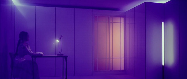 Video Reference: Purple, Light, Blue, Lighting, Violet, Interior design, Pink, Rectangle, Material property, Magenta