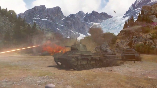 Video Reference: Cloud, Mountain, Sky, Combat vehicle, Self-propelled artillery, Tank, Highland, Vehicle, Geological phenomenon, Landscape