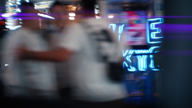 Video Reference: Automotive lighting, Entertainment, Midnight, Event, Fun, Darkness, Electric blue, City, Magenta, Pedestrian