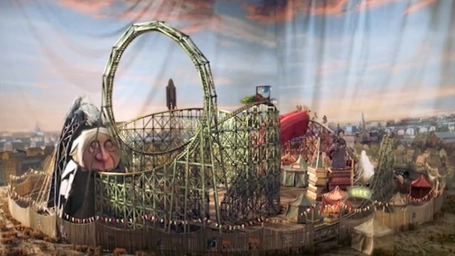 Video Reference: Sky, Cloud, Fun, Leisure, Recreation, Roller coaster, Landscape, Event, Amusement ride, Grass