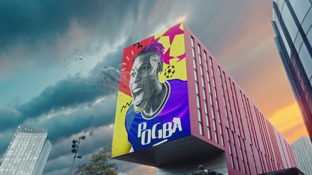 Video Reference: Sky, Cloud, Building, Font, Billboard, Art, Signage, Advertising, City, Logo