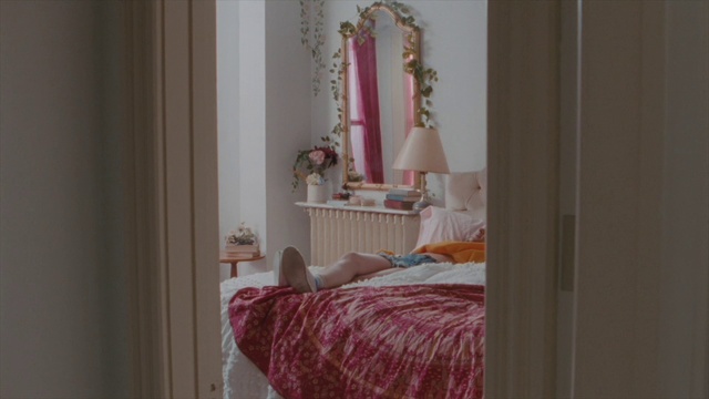 Video Reference: Mirror, Picture frame, Wood, Window, Interior design, Bed frame, Comfort, Door, Pink, Curtain