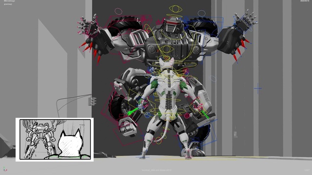 Video Reference: Sleeve, Font, Art, Fictional character, Machine, Graphics, Carmine, Graphic design, Animation, Illustration