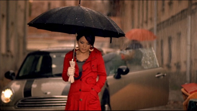 Video Reference: Umbrella, Car, Automotive lighting, Vehicle, Standing, Street fashion, Automotive design, Travel, Motor vehicle, Tints and shades