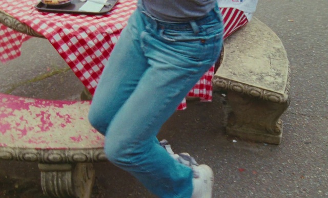 Video Reference: Jeans, Shoe, Photograph, Tartan, Textile, Standing, Street fashion, Waist, Thigh, Knee