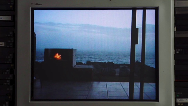 Video Reference: Sky, Rectangle, Cloud, Fixture, Building, Horizon, Water, Display device, Tints and shades, Electronic device