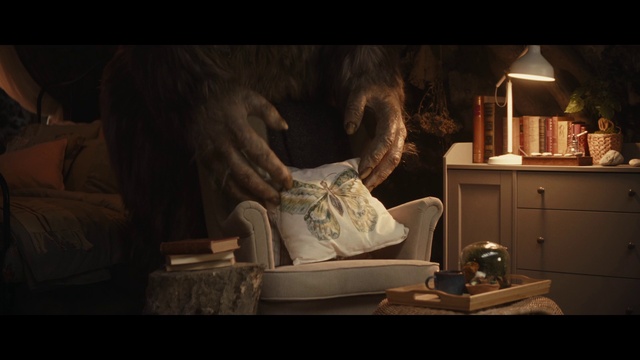 Video Reference: Cabinetry, Flash photography, Comfort, Drawer, Tints and shades, Lamp, Art, Bookcase, Darkness, Room