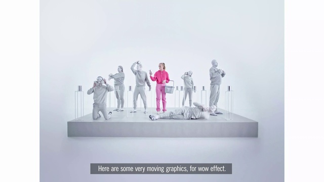 Video Reference: Gesture, Art, Font, Event, Fashion design, Rectangle, Magenta, Formal wear, Graphics, Brand