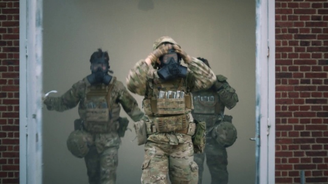 Video Reference: Squad, Camouflage, Military camouflage, Military uniform, Military person, Cargo pants, Soldier, Gesture, Army, Marines