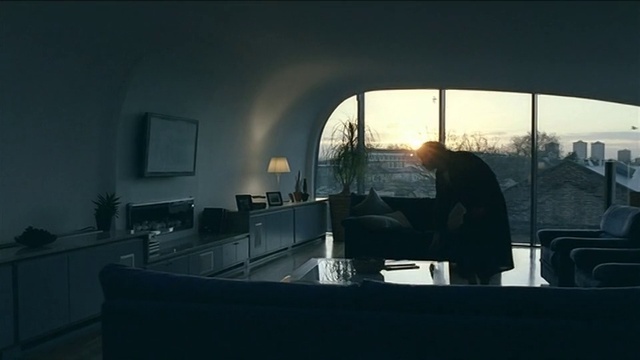 Video Reference: Sky, Picture frame, Building, Window, Tints and shades, Television, Glass, Darkness, Room, Monochrome photography