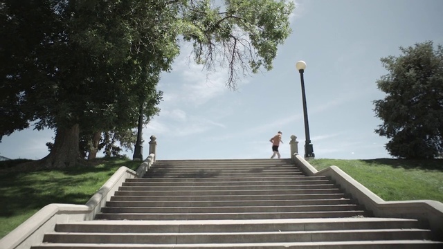 Video Reference: Sky, Cloud, Plant, Stairs, Tree, Road surface, Woody plant, Leisure, Road, Grass