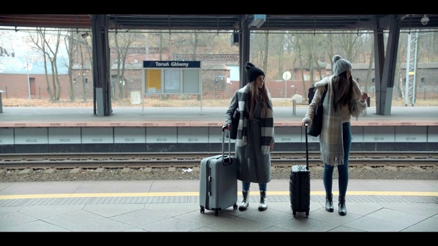 Video Reference: Footwear, Luggage and bags, Bag, Grey, Street fashion, Rolling, Travel, Tree, Tints and shades, Public transport