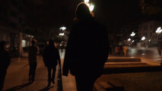 Video Reference: Sky, Flash photography, Gesture, Road surface, Road, City, Midnight, Automotive lighting, Pedestrian, Event