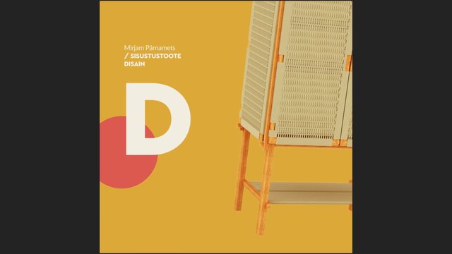 Video Reference: graphic design, title slide, typography, yellow background, letter D, chair, woven texture, wooden frame, minimalist, modern, interior design, furniture, presentation, poster, abstract, text