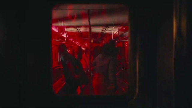 Video Reference: Automotive lighting, Fixture, Rectangle, Font, Art, Magenta, Glass, Display device, Event, Darkness