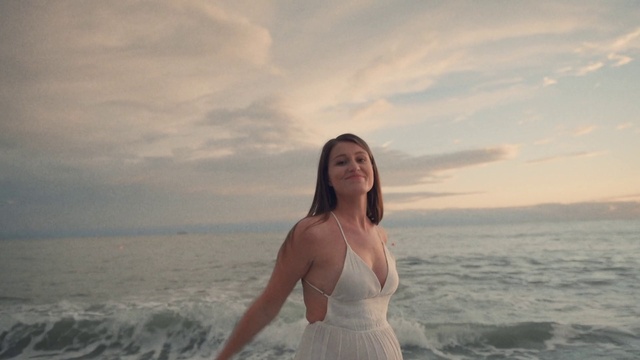 Video Reference: Cloud, Water, Sky, Wedding dress, Smile, People in nature, Flash photography, Dress, Happy, Sunlight