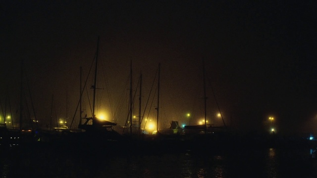 Video Reference: Automotive lighting, Watercraft, Vehicle, Sky, Atmospheric phenomenon, Boat, Mast, Midnight, Electricity, Horizon