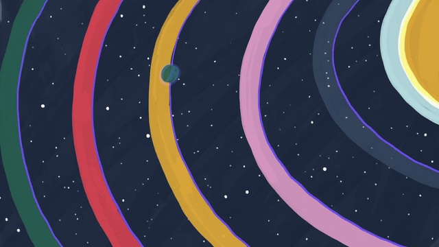 Video Reference: Atmosphere, Daytime, Azure, Art, Astronomical object, Font, Material property, Circle, Science, Pattern