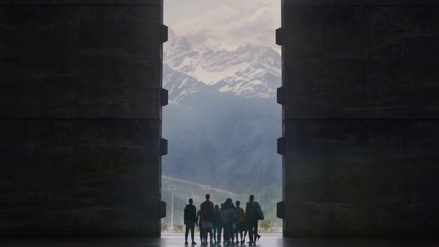 Video Reference: Sky, Building, Mountain, Travel, Tints and shades, City, Road surface, Landscape, Freezing, Road