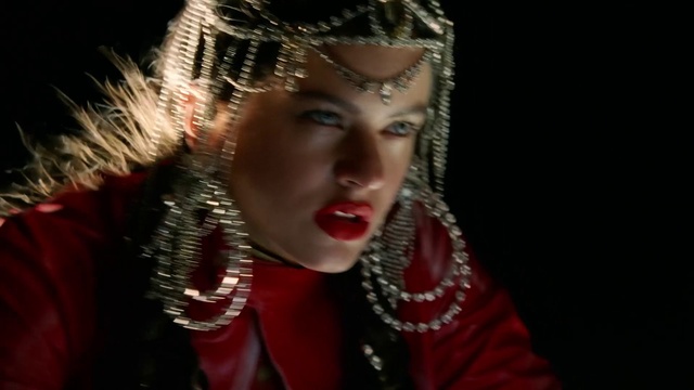 Video Reference: Lip, Eyebrow, Lipstick, Eyelash, Flash photography, Earrings, Makeover, Black hair, Headpiece, Fashion design