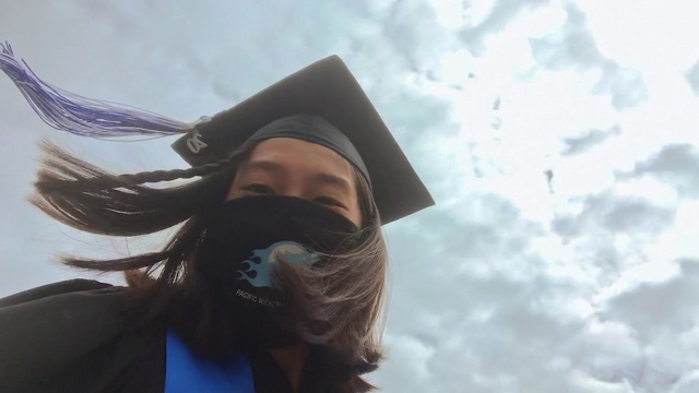 Video Reference: Sky, Cloud, Smile, Neck, Happy, Headgear, Travel, Academic dress, Eyewear, Art