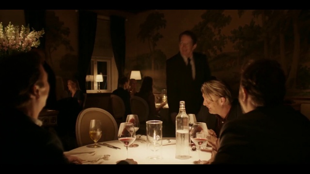 Video Reference: Tableware, Table, Drinkware, Stemware, Coat, Interaction, Flash photography, Suit, Chair, Bottle