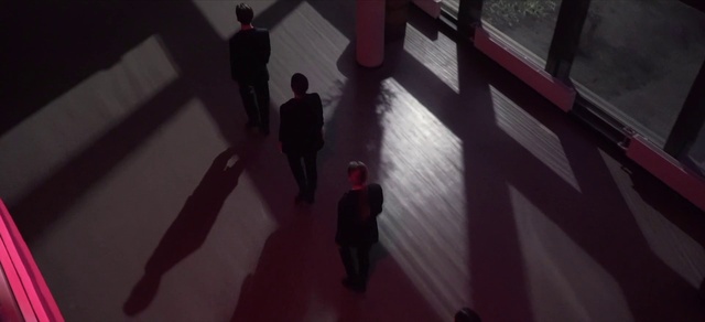 Video Reference: Standing, Floor, Flooring, Material property, Tints and shades, Magenta, Visual arts, Glass, Shadow, Room