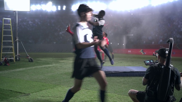 Video Reference: Shorts, Sports equipment, Sports uniform, Player, Grass, Soccer, Sky, Cleat, Ball game, Competition event