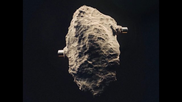 Video Reference: rock, stone, object, isolated, dark background, abstract, close-up, texture, metal, experimental, still life, centered, minimal