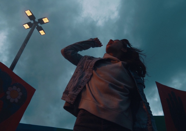 Video Reference: Cloud, Sky, Atmosphere, Flash photography, Cross, Gesture, Religious item, Symbol, Event, Fun