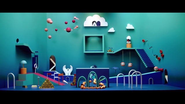 Video Reference: Azure, World, Art, Wall, Font, Fun, Event, Electric blue, Graphics, Room