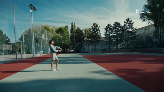 Video Reference: Sky, Cloud, Plant, Asphalt, Tree, Street light, Leisure, Player, Tennis court, Grass