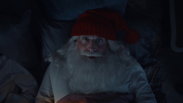 Video Reference: Beard, Facial hair, Headgear, Moustache, Event, Christmas, Lap, Fictional character, Wrinkle, Holiday