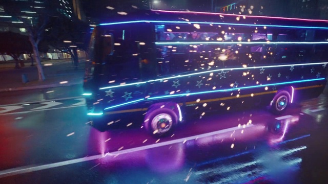 Video Reference: Wheel, Tire, Vehicle, Automotive lighting, Light, Purple, Motor vehicle, Automotive design, Hood, Electricity