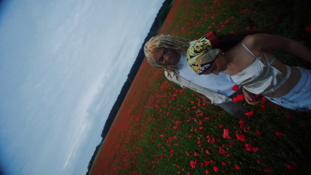 Video Reference: Flower, Plant, Cloud, People in nature, Sky, Sunglasses, Petal, Happy, Hat, Grass