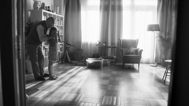 Video Reference: Black-and-white, Curtain, Wood, Architecture, Interior design, Flooring, Grey, Floor, Style, Chair