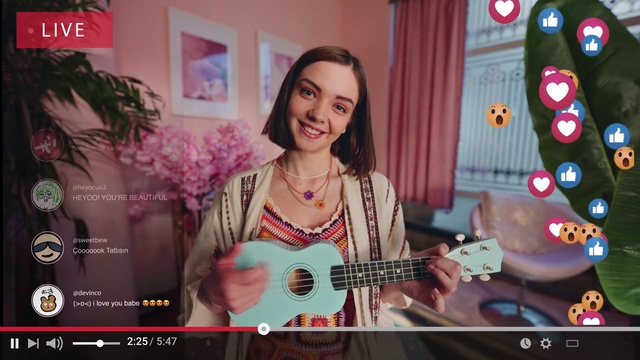 Video Reference: Skin, Smile, Photograph, Musical instrument, Guitar, Guitar accessory, Happy, Pink, Eyelash, Font