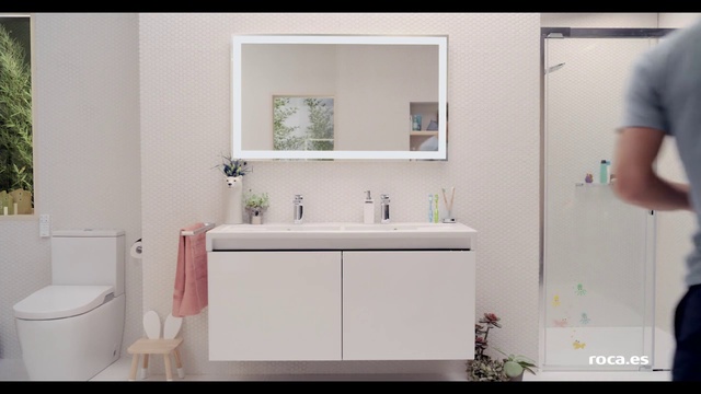 Video Reference: Mirror, Sink, Tap, Plumbing fixture, Property, Plant, Bathroom cabinet, Building, Bathroom sink, Purple