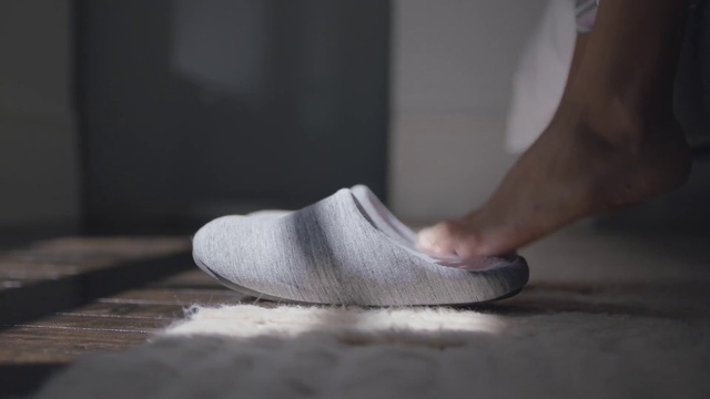 Video Reference: Comfort, Dress, Grey, Floor, Flooring, Wood, Hardwood, Human leg, Foot, Athletic shoe