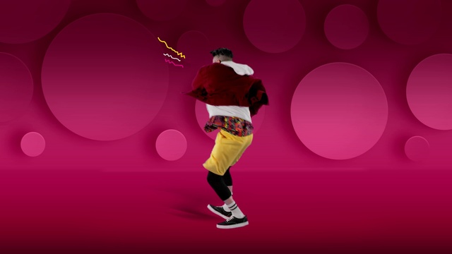 Video Reference: Clothing, Footwear, Human body, Purple, Pink, Entertainment, Font, Magenta, Performing arts, Boot