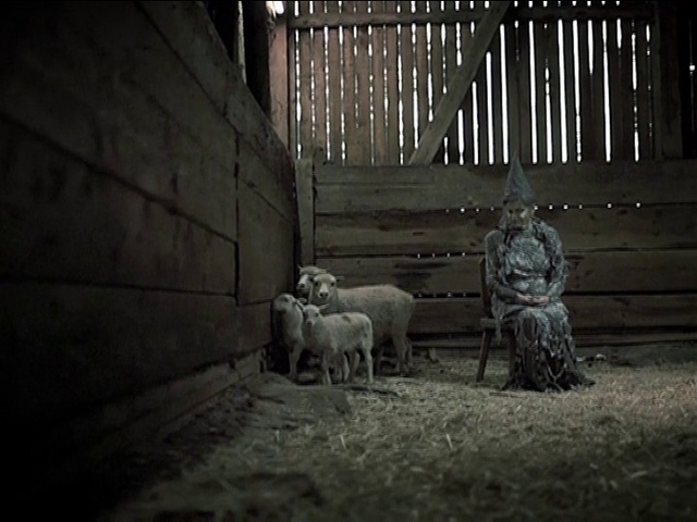 Video Reference: Atmosphere, Flash photography, Black-and-white, Wall, Art, Tints and shades, Sculpture, Wood, Sheep, Sheep